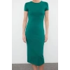 Moda Slim Casual Günlük Likralı Süprem Örme Bisiklet Yaka Kısa Kol Bodycone Midi Boy Elbise