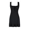 Fashion Regular Casual Daily Polyester Camisole Knitted Square Collar Sleeveless Sleeve A-Line Mini Length Dress