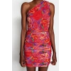 Fashion Fit Graduation Prom Tulle Knitted Asymmetrical Neck Sleeveless Sleeve Bodycone Mini Length Dress