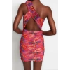 Fashion Fit Graduation Prom Tulle Knitted Asymmetrical Neck Sleeveless Sleeve Bodycone Mini Length Dress