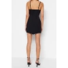 Fashion Fit Graduation Prom Finike Woven Heart Neck Strap Sleeve Bodycone Mini Length Dress