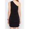 Fashion Slim Day Night Sandy Knitted Asymmetrical Collar Sleeveless Sleeve Bodycone Mini Length Dress