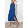 Moda Regular Day Night Lilyum Woven Crew Neck Strappy Sleeve Shift Midi Length Dress