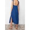 Moda Regular Day Night Lilyum Woven Crew Neck Strappy Sleeve Shift Midi Length Dress