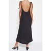 Moda Regular Day Night Lilyum Woven Crew Neck Strappy Sleeve Shift Midi Length Dress