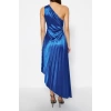 Fashion Fit Graduation Prom Satin Knitted Asymmetrical Neck Sleeveless Shift Midi Length Dress