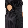 Fashion Fit Graduation Prom Satin Knitted Asymmetrical Neck Sleeveless Shift Midi Length Dress
