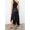 Fashion Fit Graduation Prom Satin Knitted Asymmetrical Neck Sleeveless Shift Midi Length Dress