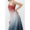 Fashion Fit Graduation Prom Satin Knitted Asymmetrical Neck Sleeveless Shift Midi Length Dress