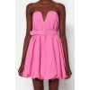 Fashion Casual Graduation Prom Poplin Woven Strapless Sleeveless Sleeve Skater Mini Length Dress