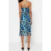 Fashion Slim Day Night Tulle Knitted V Neck Strappy Sleeve Bodycone Midi Length Dress