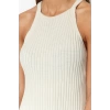 Moda Regular Casual Günlük Fitilli Triko Bisiklet Yaka Uzun Kol Bodycone Midi Boy Elbise
