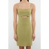 Moda Regular Day Night Linen Look Woven Heart Neck Strappy Sleeve Bodycone Mini Length Dress