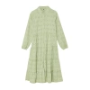 Fashion Regular Casual Daily Embroidered Woven Shirt Collar Long Sleeve Shirt Dress Midi Length Dress
