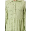 Fashion Regular Casual Daily Embroidered Woven Shirt Collar Long Sleeve Shirt Dress Midi Length Dress