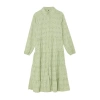 Fashion Regular Casual Daily Embroidered Woven Shirt Collar Long Sleeve Shirt Dress Midi Length Dress