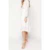 Fashion Regular Casual Daily Embroidered Woven Shirt Collar Long Sleeve Shirt Dress Midi Length Dress