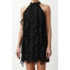 Fashion Regular Day Night Chiffon Woven Halter Neck Sleeveless Shift Mini Length Dress