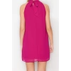 Fashion Regular Day Night Chiffon Woven Halter Neck Sleeveless Shift Mini Length Dress