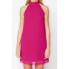 Fashion Regular Day Night Chiffon Woven Halter Neck Sleeveless Shift Mini Length Dress