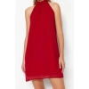 Fashion Regular Day Night Chiffon Woven Halter Neck Sleeveless Shift Mini Length Dress