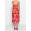 Fashion Regular Casual Daily Tulle Knitted V Neck Strappy Sleeve A-Line Midi Length Dress