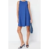 Fashion Comfortable Casual Daily Linen Look Woven Crew Neck Sleeveless Shift Mini Length Dress