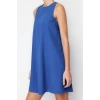 Fashion Comfortable Casual Daily Linen Look Woven Crew Neck Sleeveless Shift Mini Length Dress