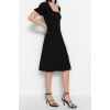Fashion Regular Casual Daily Crepe Knitted Square Neck Short Sleeve A-Line Midi Length Dress