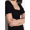 Fashion Regular Casual Daily Crepe Knitted Square Neck Short Sleeve A-Line Midi Length Dress
