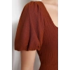 Fashion Regular Casual Daily Crepe Knitted Square Neck Short Sleeve A-Line Midi Length Dress