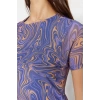 Fashion Slim Day Night Tulle Knitted Crew Neck Short Sleeve Bodycone Midi Length Dress