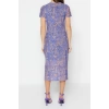 Fashion Slim Day Night Tulle Knitted Crew Neck Short Sleeve Bodycone Midi Length Dress