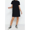 Fashion Comfortable Casual Daily Scuba Crepe Knit Stand Collar Short Sleeve Shift Mini Length Dress