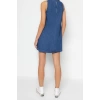 Fashion Comfortable Casual Daily Rigid Denim Crew Neck Sleeveless Sleeve Basic Mini Length Dress