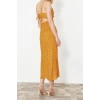 Fashion Regular Casual Daily Shally Woven V Neck Strappy Sleeve A-Line Midi Length Dress