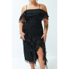 Fashion Fit Stylish Evening Dress Night Chiffon Woven Square Neck Strap Sleeve A-Line Maxi Length Plus Size Dress