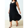 Fashion Comfortable Casual Daily Aerobin Woven V Neck Strappy Sleeve Shift Midi Length Plus Size Dress