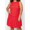 Fashion Casual Daily Camisole Knitted Crew Neck Sleeveless Sleeveless Ruffle Mini Length Plus Size Dress