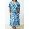 Fashion Comfortable Casual Daily Shally Woven Double Breasted Short Sleeve Wrap Maxi Length Plus Size Dress
