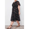 Fashion Comfortable Casual Daily Chiffon Woven Double Breasted Short Sleeve A-Line Maxi Length Plus Size Dress
