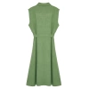 Fashion Casual Daily Linen Look Woven Shirt Collar Short Sleeve A-Line Midi Length Plus Size Dress
