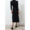Moda Fit Business Linen Look Woven V Neck Long Sleeve Shirt Dress Maxi Length Hijab Dress
