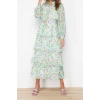 Moda Regular Daily Yoryo Chiffon Woven Shirt Collar Long Sleeve Skirt Ruffle Maxi Length Hijab Dress