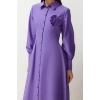 Fashion Regular Casual Daily Poplin Woven Shirt Collar Long Sleeve A-Line Maxi Length Hijab Dress