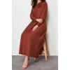Fashion Regular Casual Daily Poplin Woven Shirt Collar Long Sleeve A-Line Maxi Length Hijab Dress