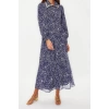 Fashion Regular Stylish Evening Dress Night Chiffon Woven Shirt Collar Long Sleeve A-Line Maxi Length Hijab Dress