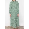 Fashion Regular Stylish Evening Dress Night Chiffon Woven Shirt Collar Long Sleeve A-Line Maxi Length Hijab Dress