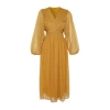 Fashion Regular Casual Daily Chiffon Woven V Neck Long Sleeve A-Line Maxi Length Hijab Dress