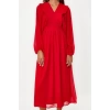 Fashion Regular Casual Daily Chiffon Woven V Neck Long Sleeve A-Line Maxi Length Hijab Dress